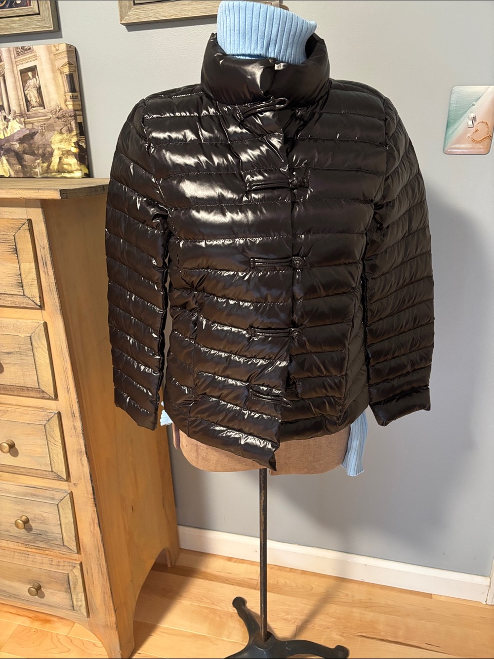 J. McLaughlin Shiny Black Quilted Puffer Jacket